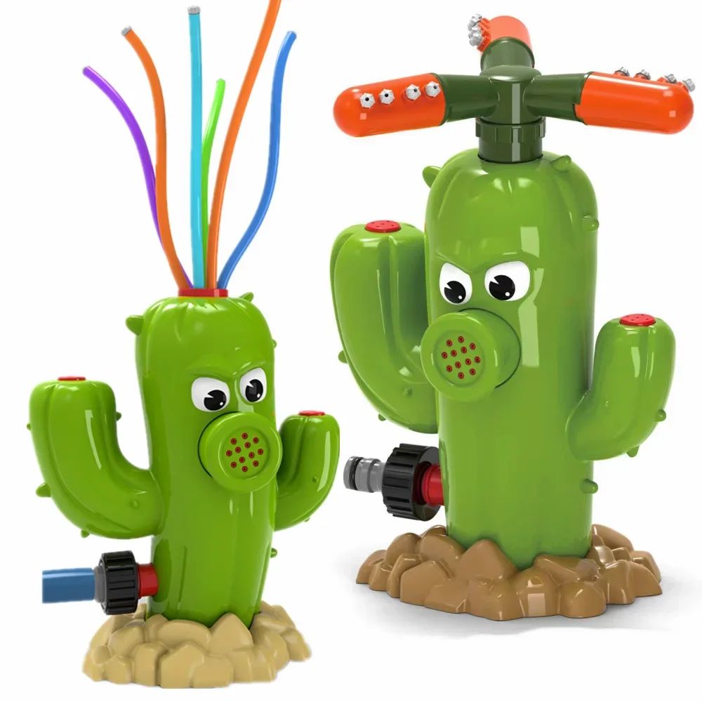 Kids Outdoor Yard Tools - サボテン型の漫画風スプリンクラー、屋外裏庭ガーデン水遊びおもちゃ、夏の庭用漫画風スプラッシュスプリンクラー、子供用ウォータースプレーおもちゃ
