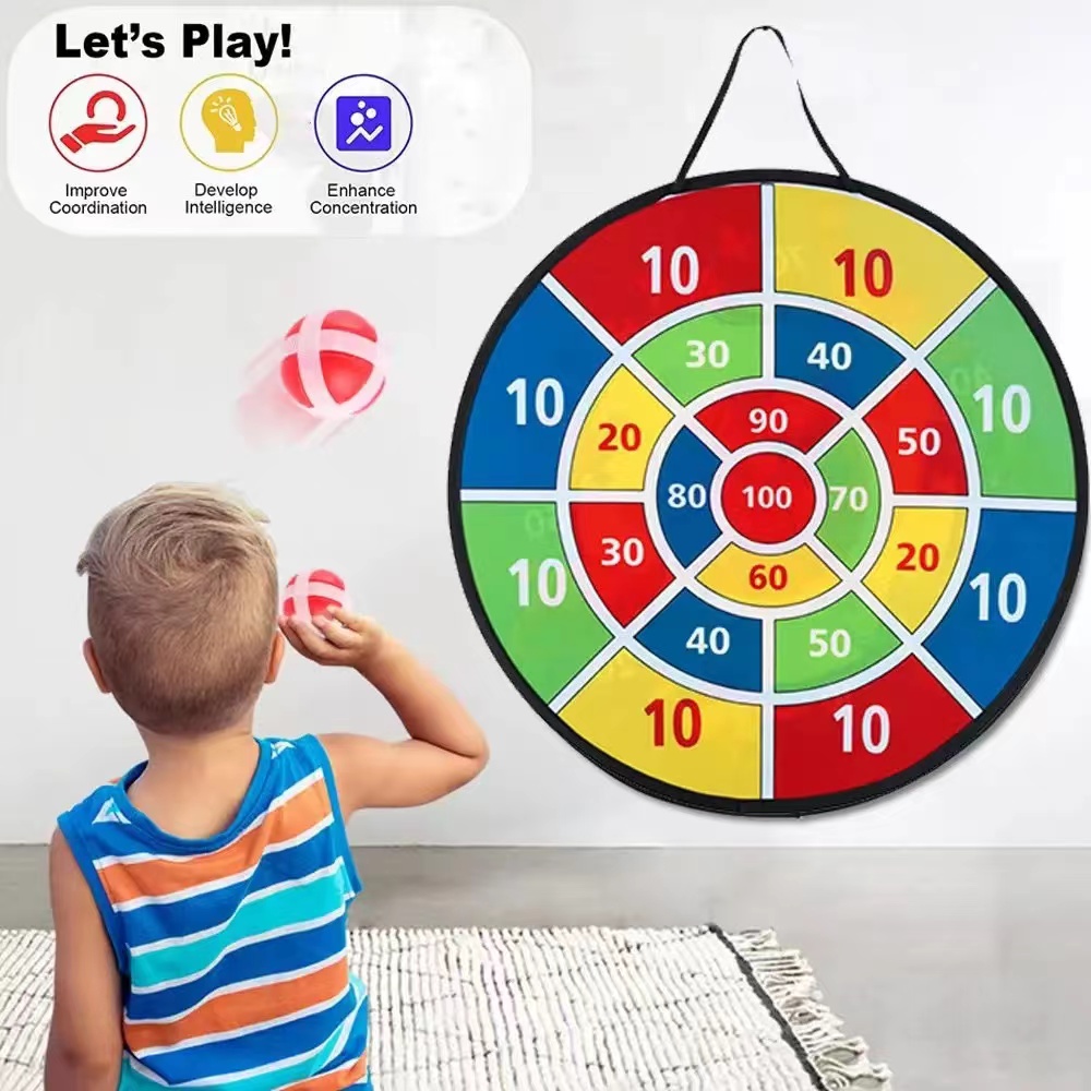 Kids Outdoor Dome - 粘着ボール付き大型ダーツボード 家族向けインタラクティブゲーム 教育的算数 室内/屋外スポーツ玩具 ギフト