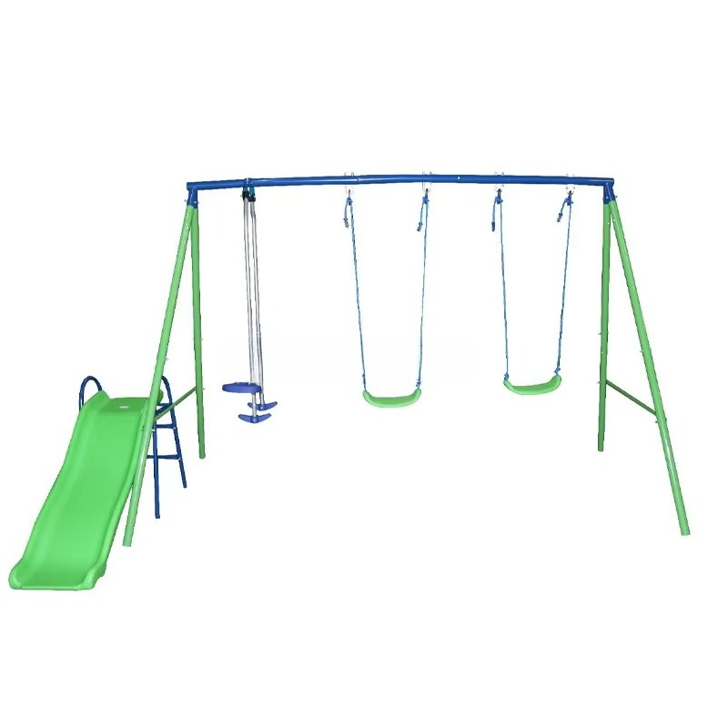 Kids Outdoor Swing Set With Slide - ブランコと滑り台セット 屋外用子供用遊具 裏庭用滑り台とブランコセット