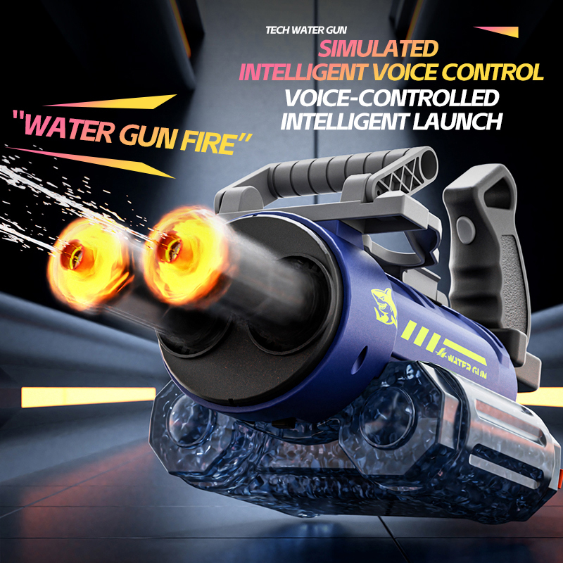 Kids Outdoor Voices - 電動水鉄砲回転式ダブルバレルスプレー水音制御水鉄砲パックバッグ付き夏の屋外おもちゃ子供用