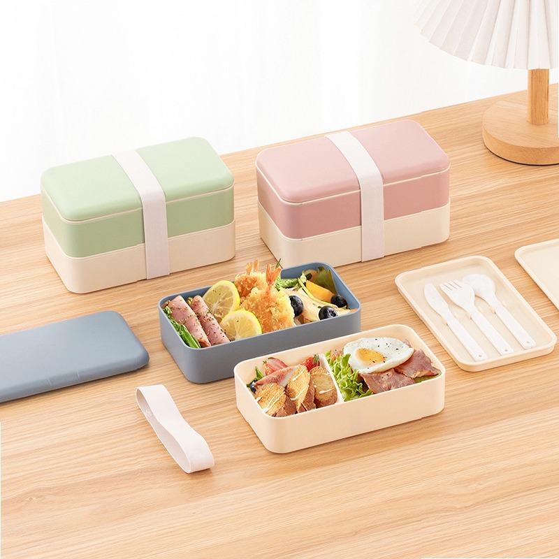 Kids.Outdoor Utensils - 子供用弁当箱、コンパートメント付きランチボックス、食器付き、電子レンジ対応、再利用可能な食事容器、学生やオフィス向け