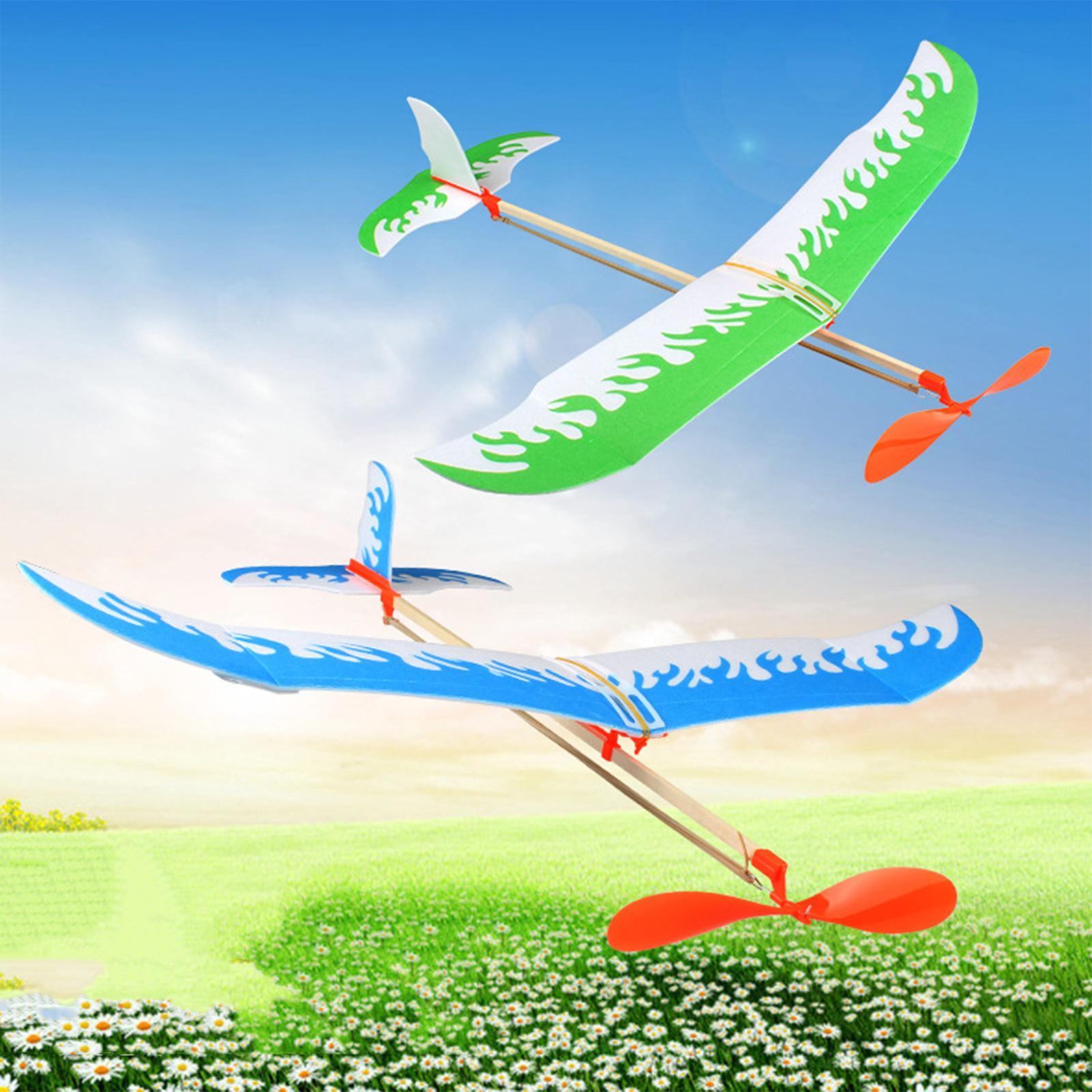 Kids Outdoor Games - ゴムバンド飛行機動力グライダー航空機キット飛行ゲームプレイ子供学生大人アウトドアスポーツアクティビティおもちゃ