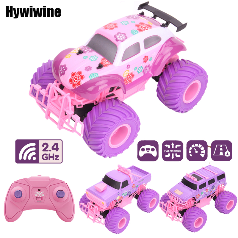 Ride On Toy Car - ピンク RC カー電気駆動オフロードビッグホイール高速パープル 2.4 グラムリモートコントロールトラック女の子のおもちゃ子供のためのクリスマス