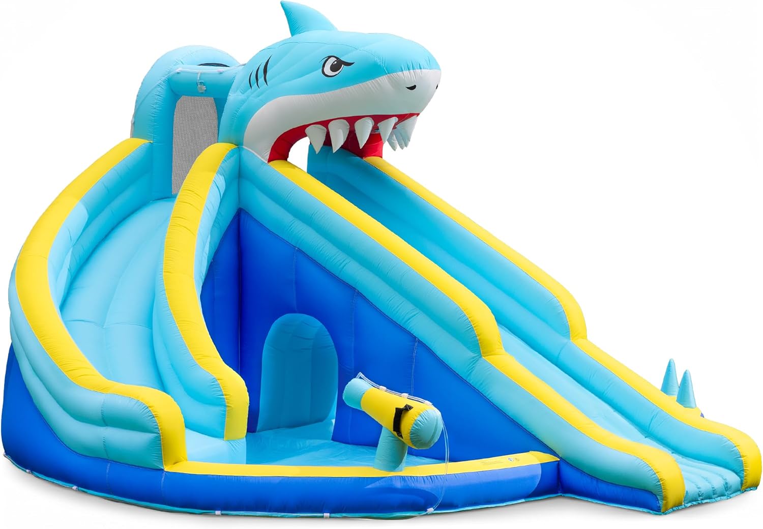 Kids Outdoor Water Slide - 子供用インフレータブルウォータースライドバウンスハウス（3～10歳向け）、プール付き、耐荷重500ポンド、550W送風機付き、ブルー - 屋外裏庭での楽しい時間
