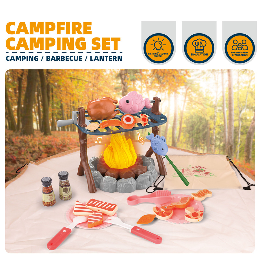 Kids Outdoor Games - 子供用キャンプテントセット ベビープレイグラウンド ミニチュアフード 子供用テントハウス 室内・屋外 親子インタラクティブゲームおもちゃ