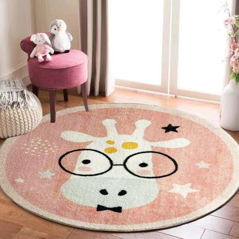 Kids Outdoor Floor Cushions - キリンの絵が描かれた丸いカーペット,子供の寝室,柔らかいプレイエリア,子供のゲームフロア,動物の椅子のクッション,家のリビングルームのカーペット