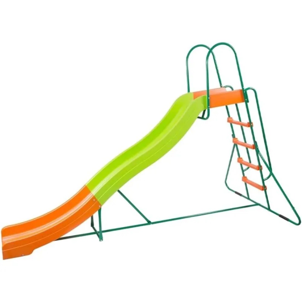Kids Outdoor Swing Set With Slide - パティオ傘 - 遊び場用滑り台 - 広々とした裏庭用自立型プラスチック製滑り台 -
