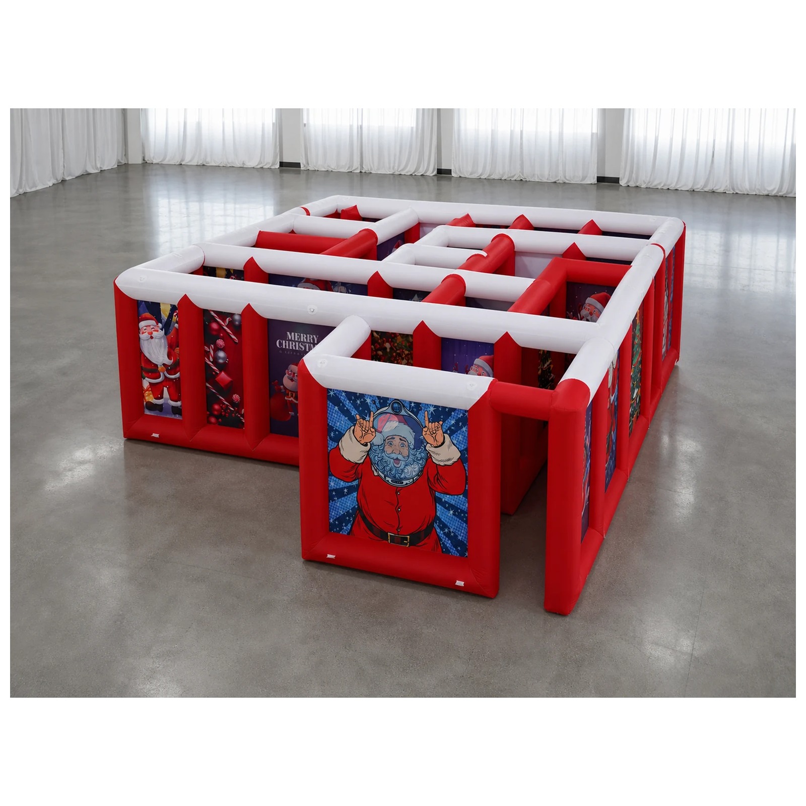 Kids Outdoor Games - 大型赤白平屋根インフレータブル迷路 3×6m 10×20フィート 送風機付き スポーツゲーム 楽しいパーティーイベント