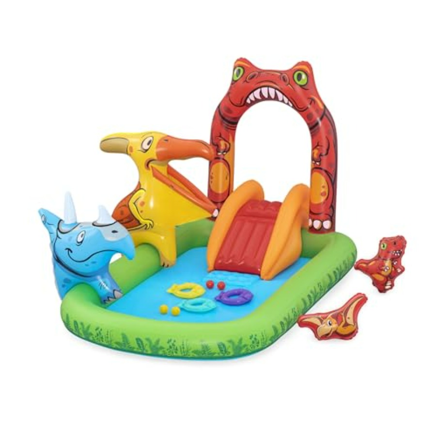 Kids Outdoor Water Slide - 子供向け屋外ウォータープレイセンター、PVC素材、青緑色、インフレータブルアーチ型滑り台、スプラッシュプール、インタラクティブな遊具付き