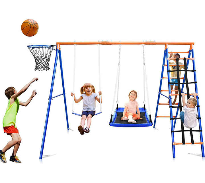 3in1子供用スイング・滑り台・クライミングセット、ハンギン - Kids Outdoor Swing Set With Slide のレビューと価格