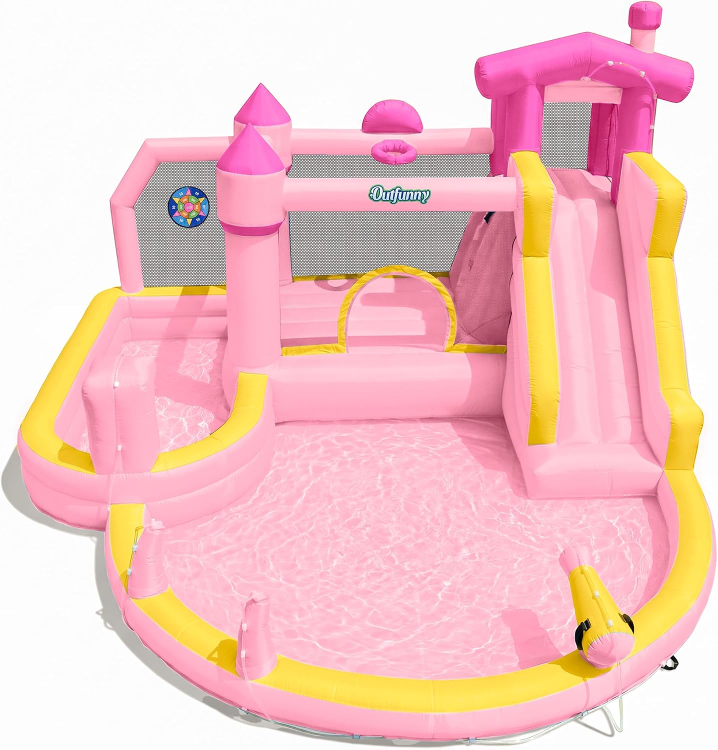 ピンクのインフレータブルウォータースライドバウンスハウス（3 - Kids Outdoor Water Slide のレビューと価格