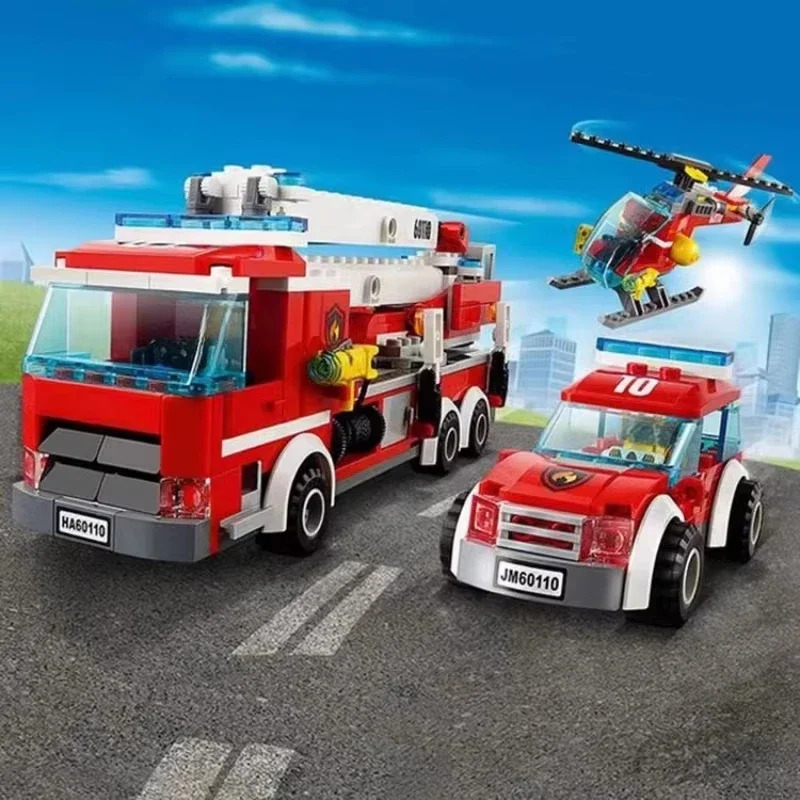 市消防署ヘリコプタートラックガレージ消防署ビルディングブロッ - Lego Set City のレビューと価格