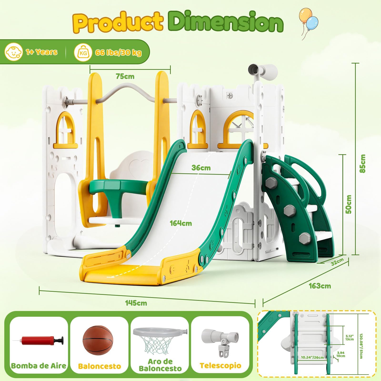 7 in 1 幼児用スライド＆スイングセット 室内・屋外用キ - Kids Outdoor Swing Set With Slide のレビューと価格