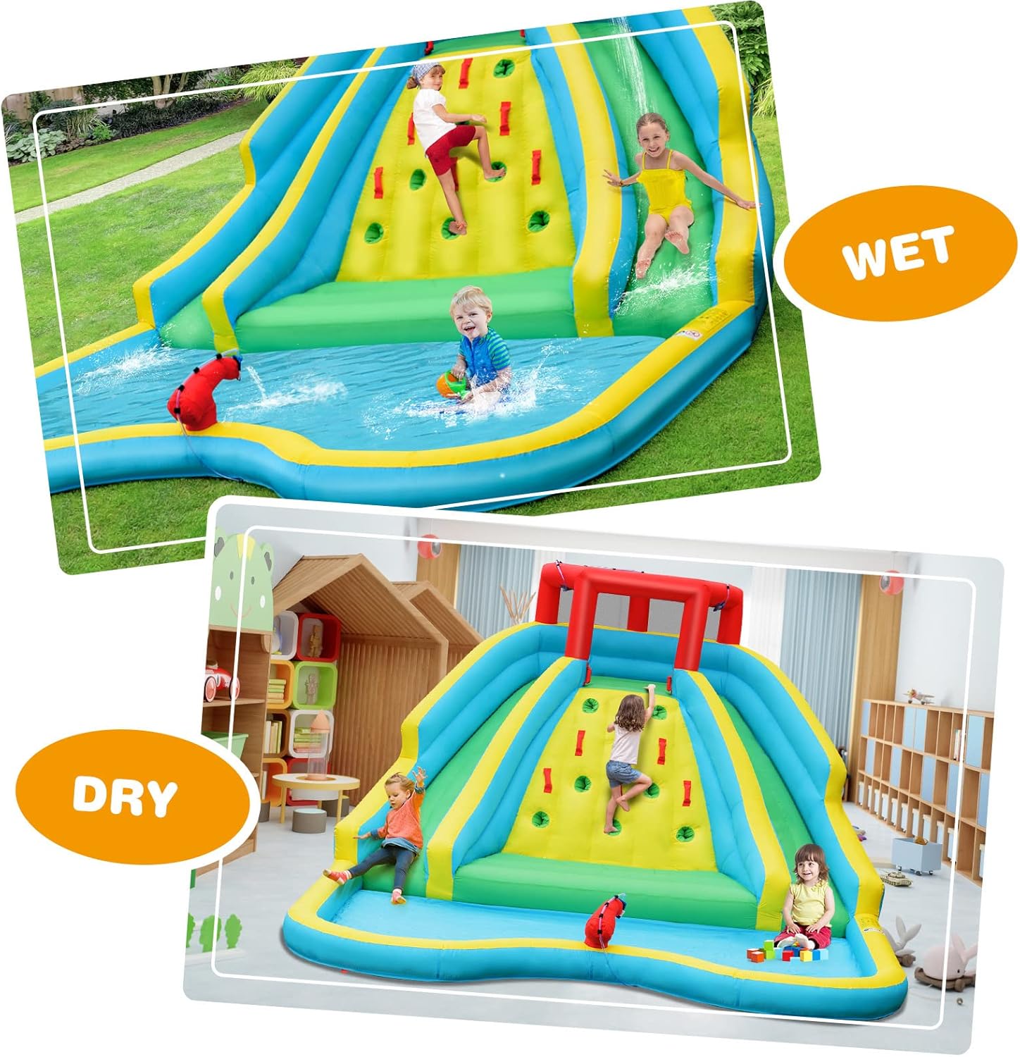 巨大な子供用インフレータブルウォータースライド、2つの長いス - Kids Outdoor Water Slide のレビューと価格