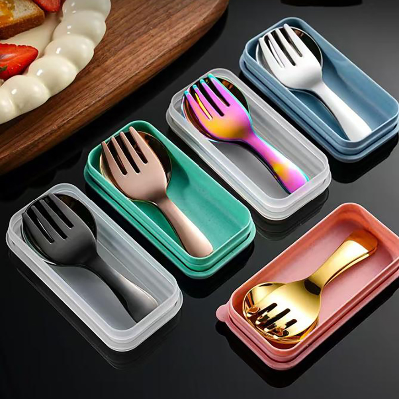 ステンレス製ポータブル食器セット ショートハンドルスプーンと - Kids.Outdoor Utensils のレビューと価格