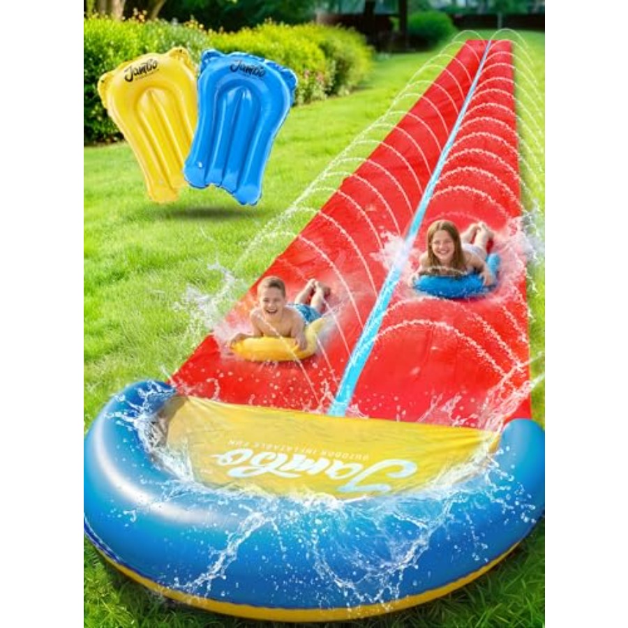 子供用屋外裏庭ウォータースライド：頑丈なPVC製、青と黄色、 - Kids Outdoor Water Slide のレビューと価格