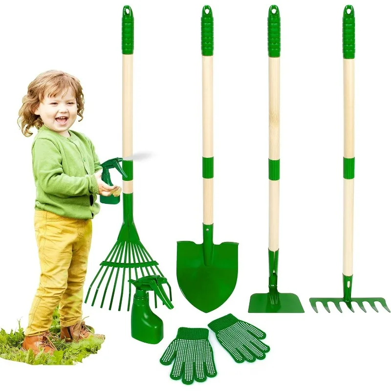 7点セット 子供用ガーデニングツールセット 手押し車付き シ - Kids Outdoor Yard Tools のレビューと価格