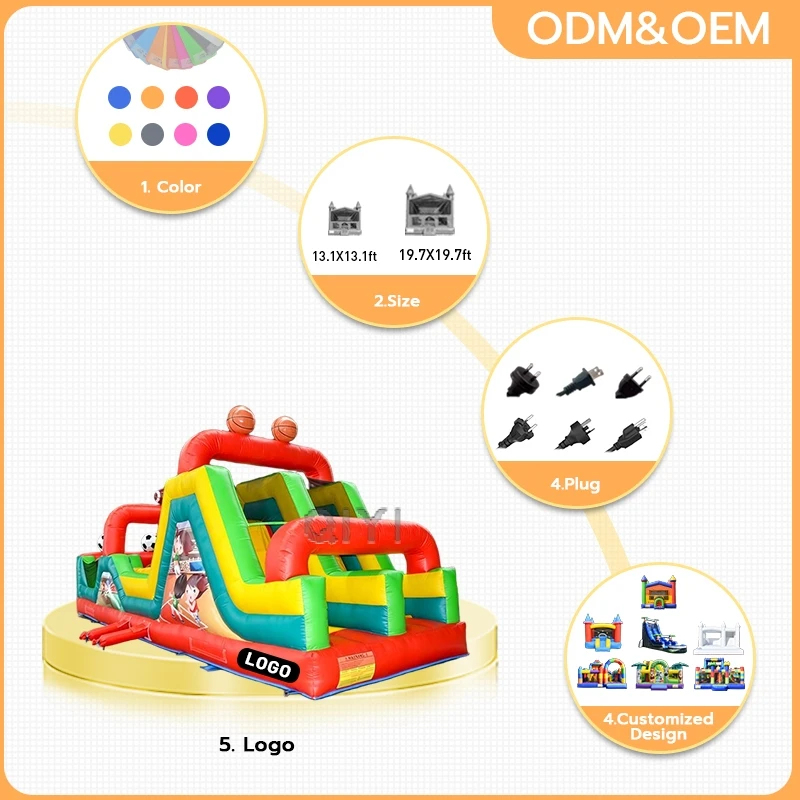 大型赤と青の商業用障害物コース、子供向け屋外用インフレータブ - Kids Outdoor Games のレビューと価格