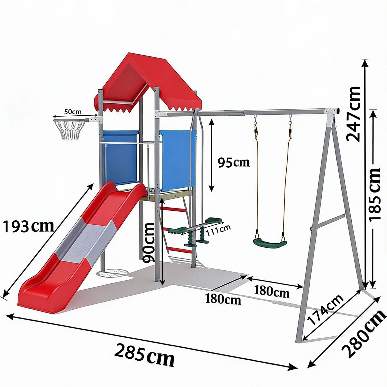 5-in-1メタルスイングセット（滑り台、キャノピー屋根、ク - Kids Outdoor Swing Set With Slide のレビューと価格