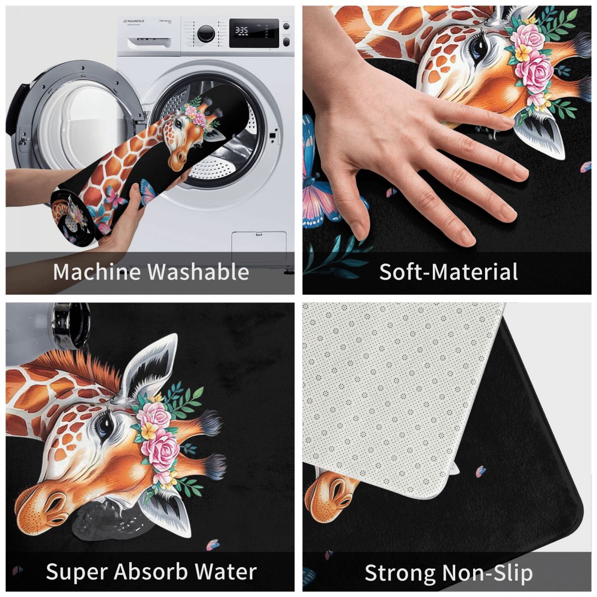 花とキュートなキリン柄のキッズ用キリン柄ドアマット、クッショ - Kids Outdoor Floor Cushions のレビューと価格