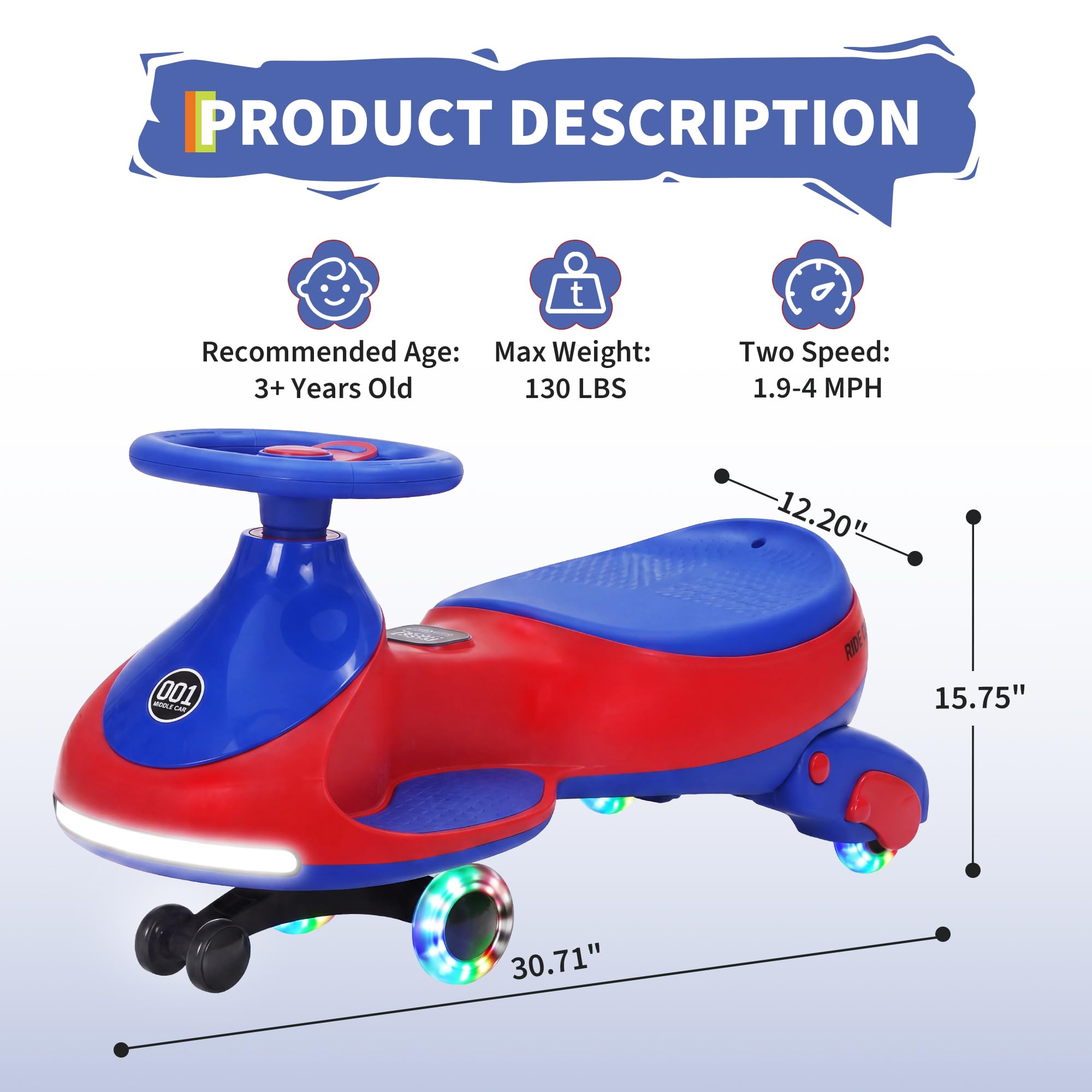 12V電動ウィグルカー、ペダル付き子供用、2in1充電式乗用 - Ride On Toy Car のレビューと価格