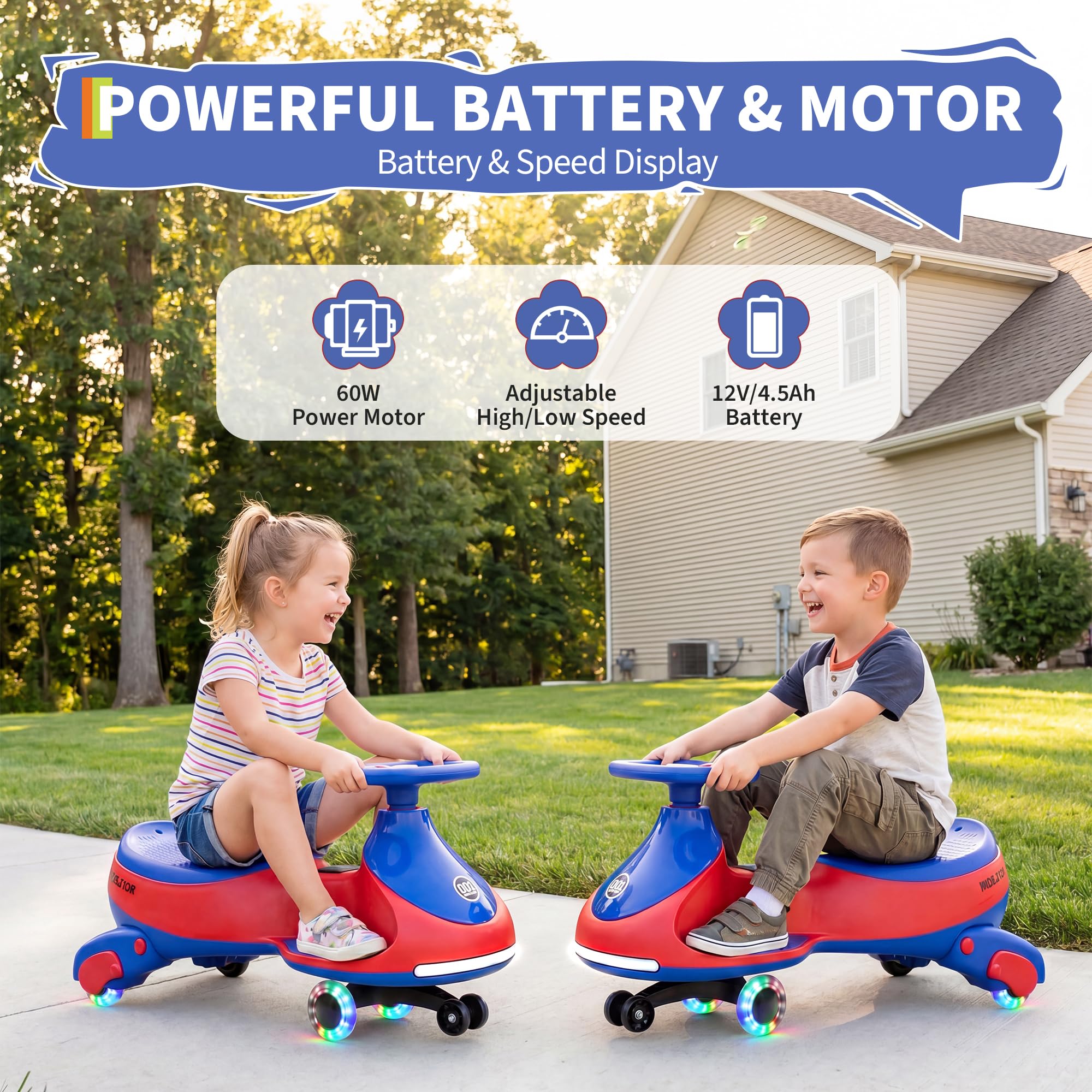 12V電動ウィグルカー、ペダル付き子供用、2in1充電式乗用 - Ride On Toy Car のレビューと価格