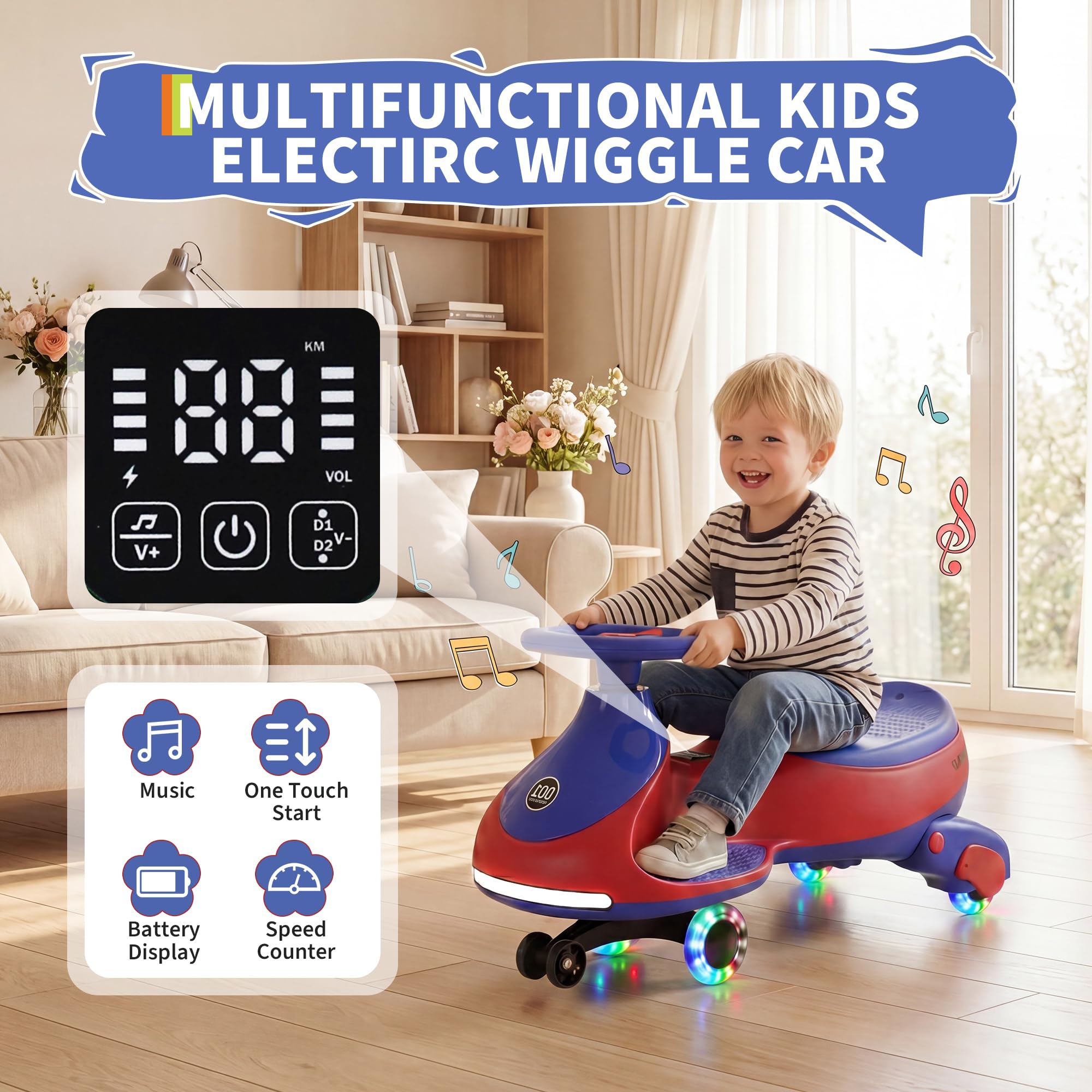 12V電動ウィグルカー、ペダル付き子供用、2in1充電式乗用 - Ride On Toy Car のレビューと価格