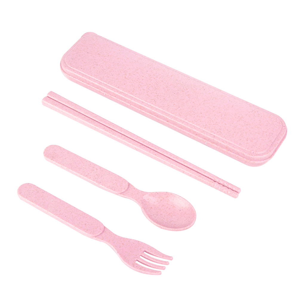 1セットの小麦わら製子供用食器セット。スプーン、フォーク、箸 - Kids.Outdoor Utensils のレビューと価格
