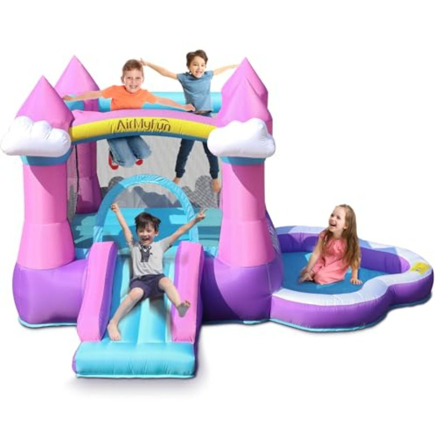 ピンク色の子供用インフレータブルバウンスハウス（3～8歳向け - Kids Outdoor Water Slide のレビューと価格