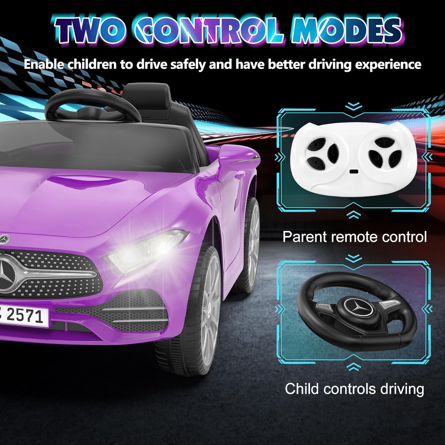 12Vバッテリー駆動の子供用電動乗用車、2.4Gリモコン、両 - Ride On Toy Car のレビューと価格