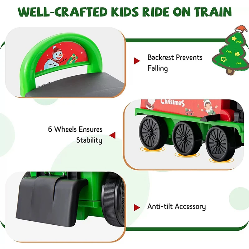 クリスマス電車のおもちゃ、ライトとサウンド付き、スムーズな音 - Ride On Toy Car のレビューと価格