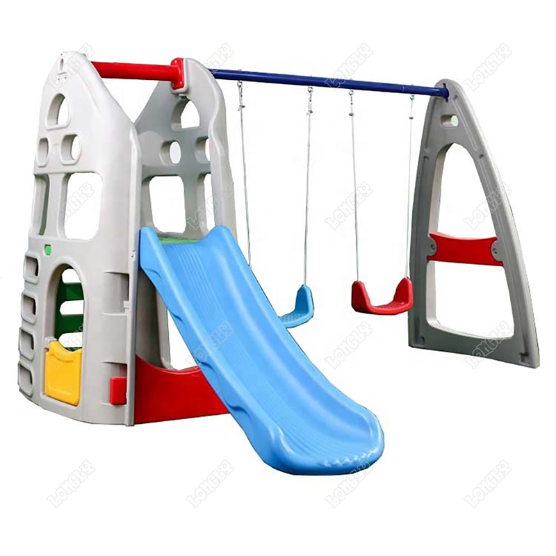 裏庭用プラスチック製滑り台とブランコセット、子供用屋外遊具、 - Kids Outdoor Swing Set With Slide のレビューと価格