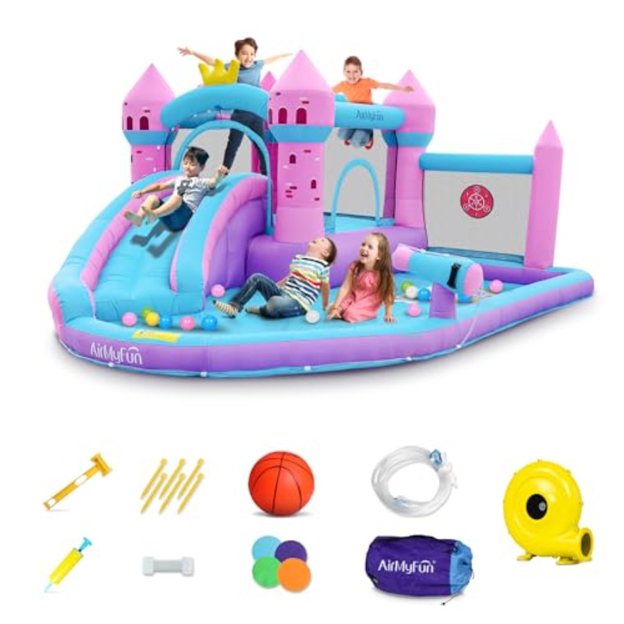 裏庭用インフレータブルウォータースライド付きバウンスハウス（ - Kids Outdoor Water Slide のレビューと価格