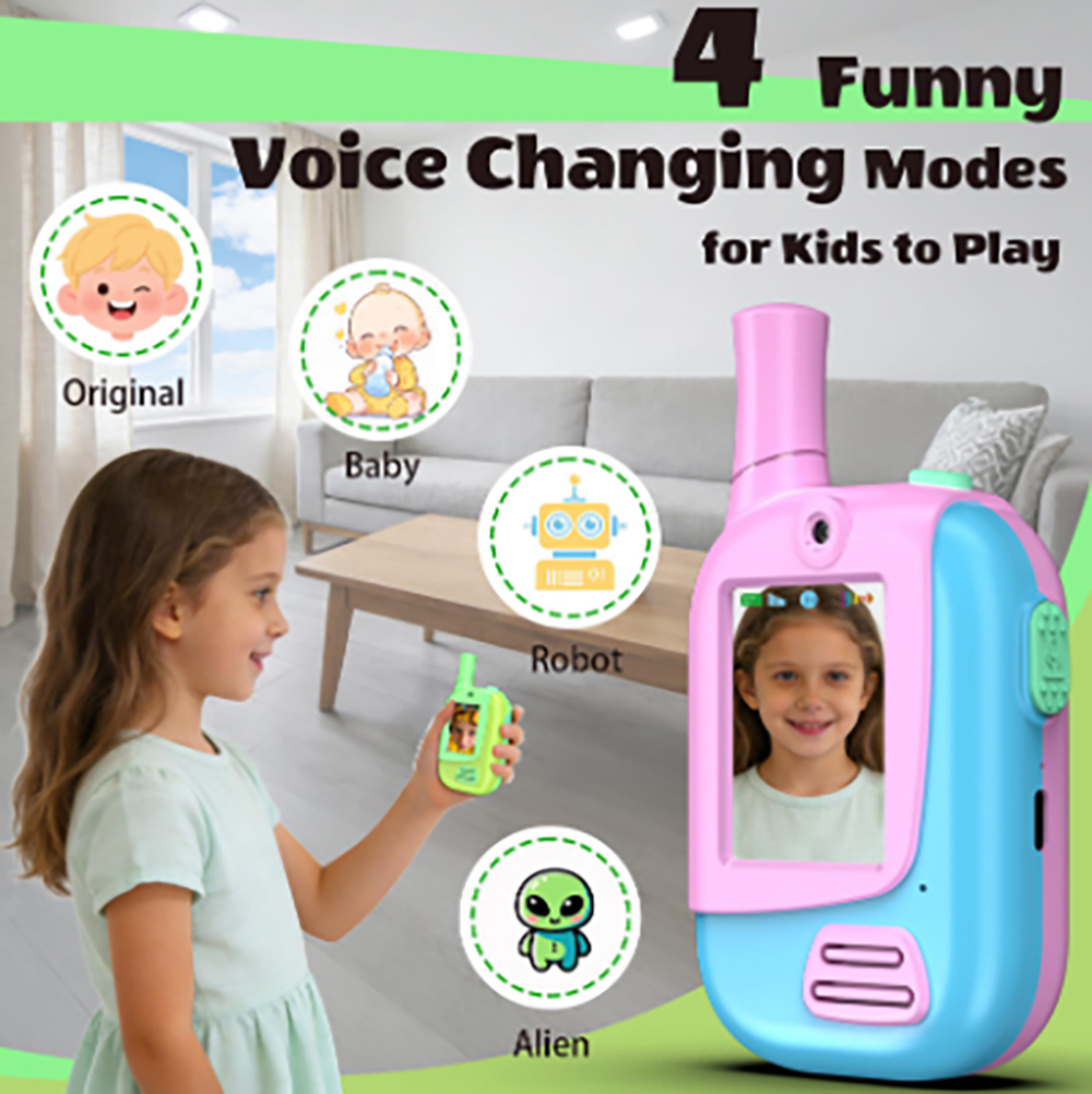 2パック充電式キッズビデオウォーキートーキー（4つのボイスチ - Kids Outdoor Voices のレビューと価格