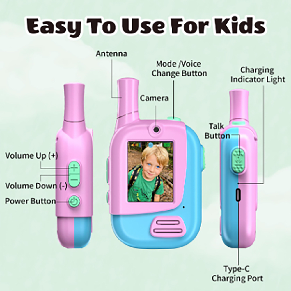 2パック充電式キッズビデオウォーキートーキー（4つのボイスチ - Kids Outdoor Voices のレビューと価格