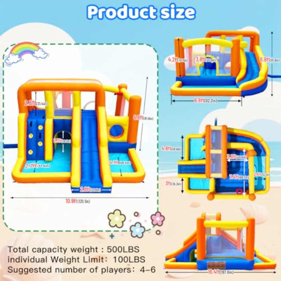 大型子供用屋外バウンスハウス ウォータースライダー コンボ： - Kids Outdoor Zone のレビューと価格