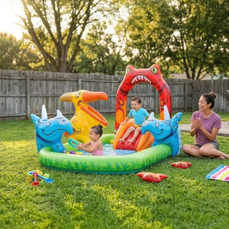 子供向け屋外ウォータープレイセンター、PVC素材、青緑色、イ - Kids Outdoor Water Slide のレビューと価格