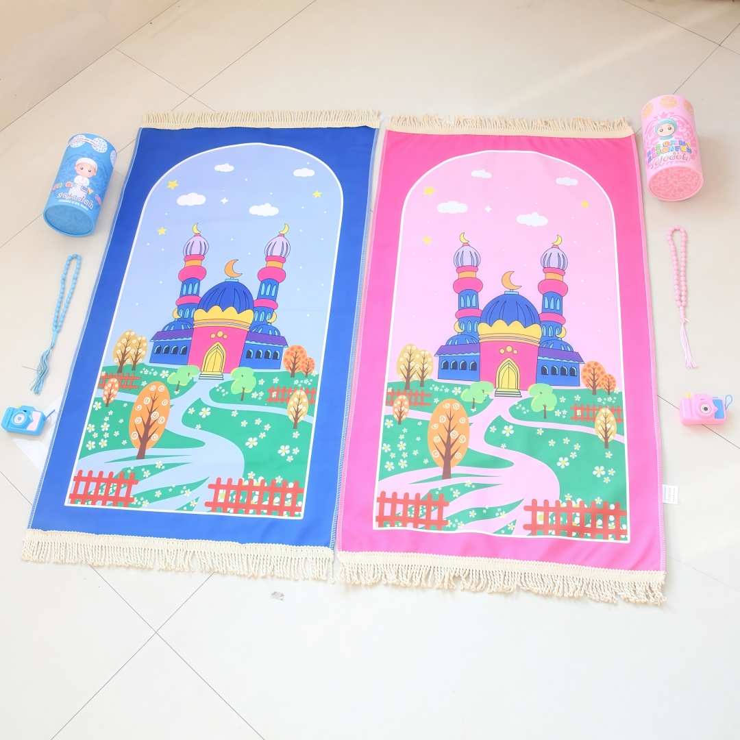 ベルベットNo.4キッズ礼拝マット、柔らかなプリントベルベッ - Kids Outdoor Floor Cushions のレビューと価格